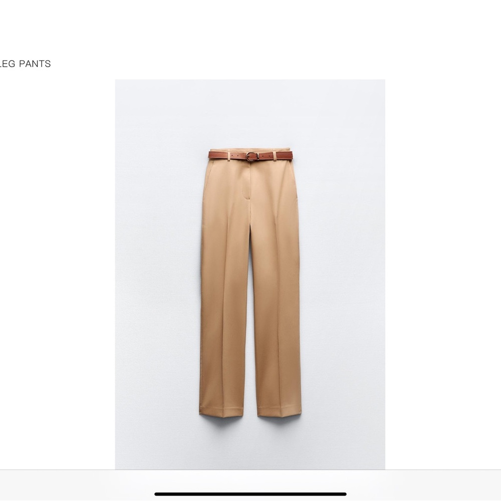 Zara Beige Straight Pants - Picture 3 of 3